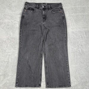 Old Navy Extra High Rise Curvy Wide Leg Jeans Womens 16 Petite Black Loose Baggy